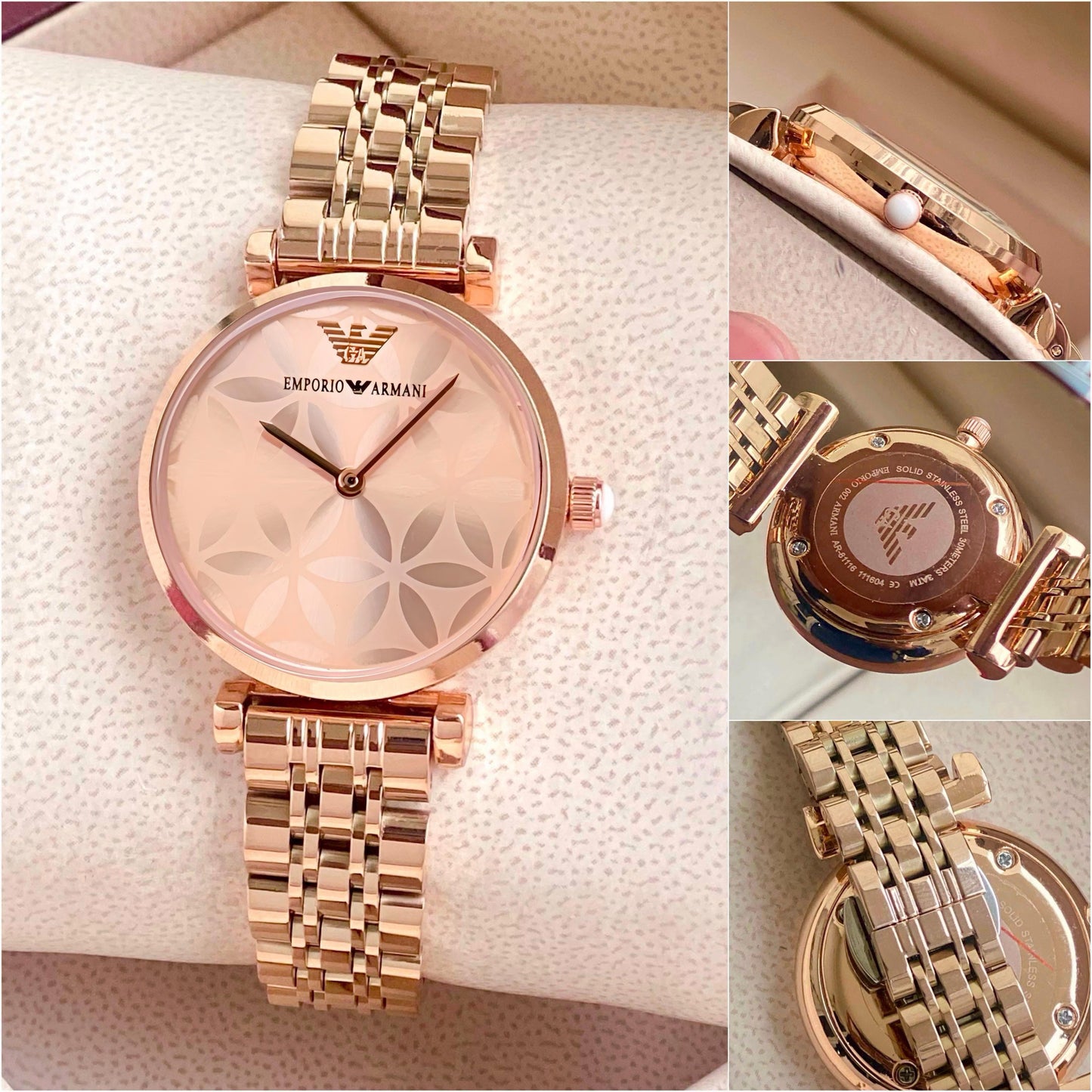Emporio Armani Women's Rose Gold Floral Pattern