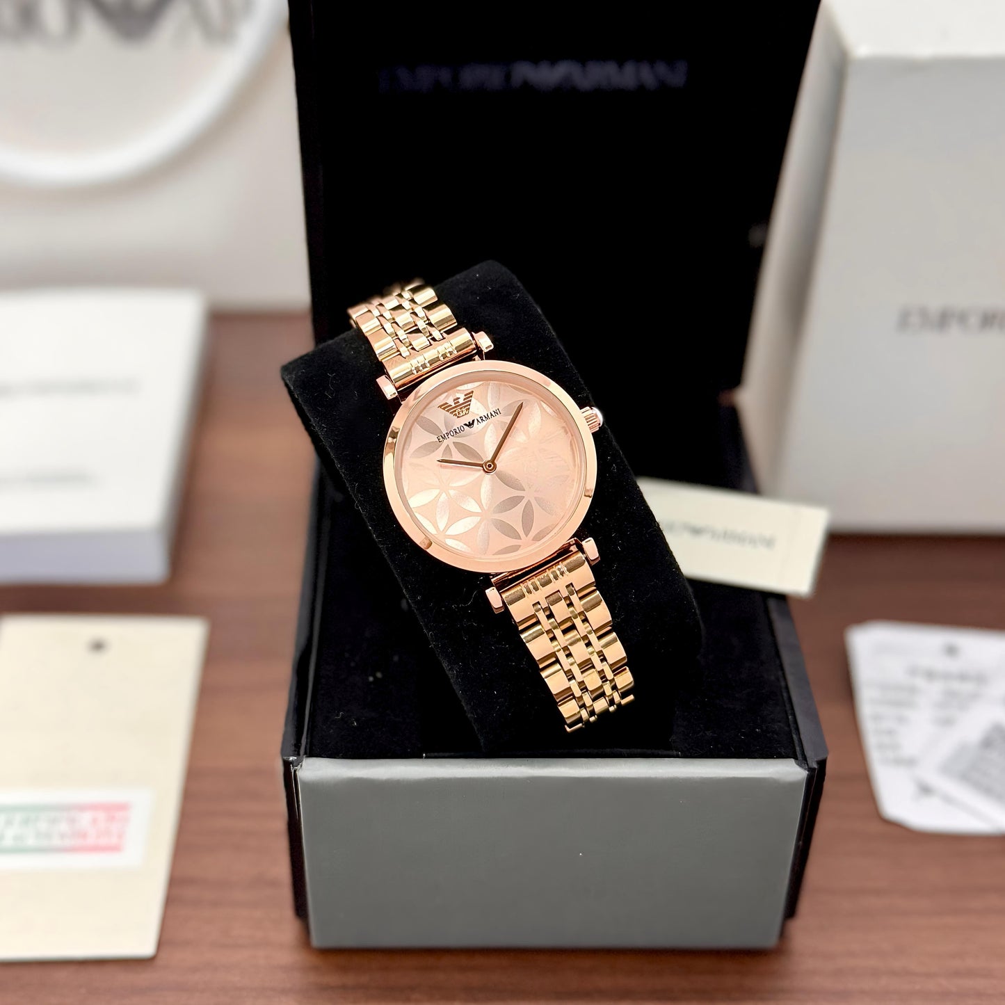 Emporio Armani Women's Rose Gold Floral Pattern