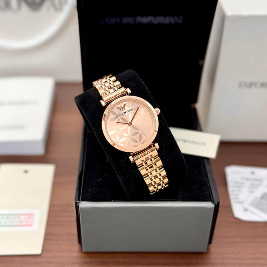 Emporio Armani Women's Rose Gold Floral Pattern